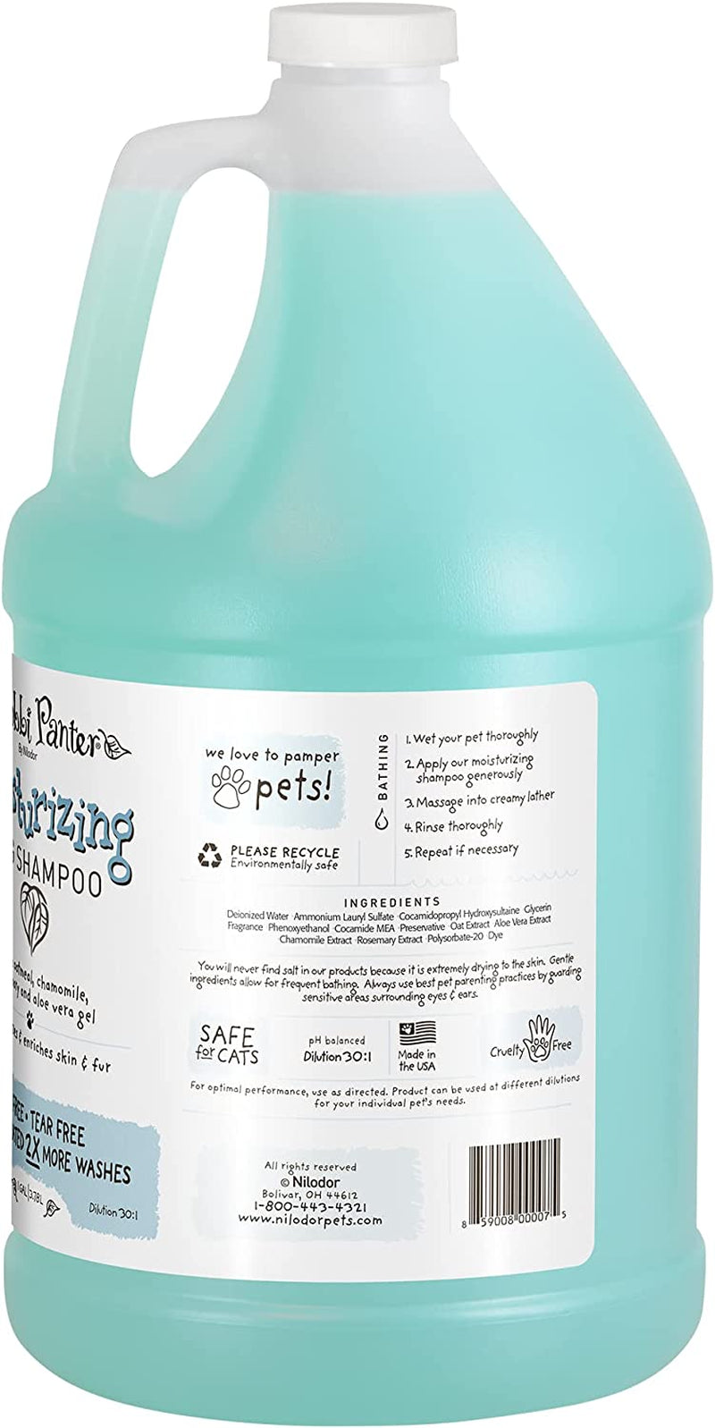 Nilodor Moisturizing Dog Shampoo, Moisturizes and Enriches Dogs Skin & Fur, Soft Sea Air Fragrance, Concentrated 30:1, Made in the USA, 1 Gal.