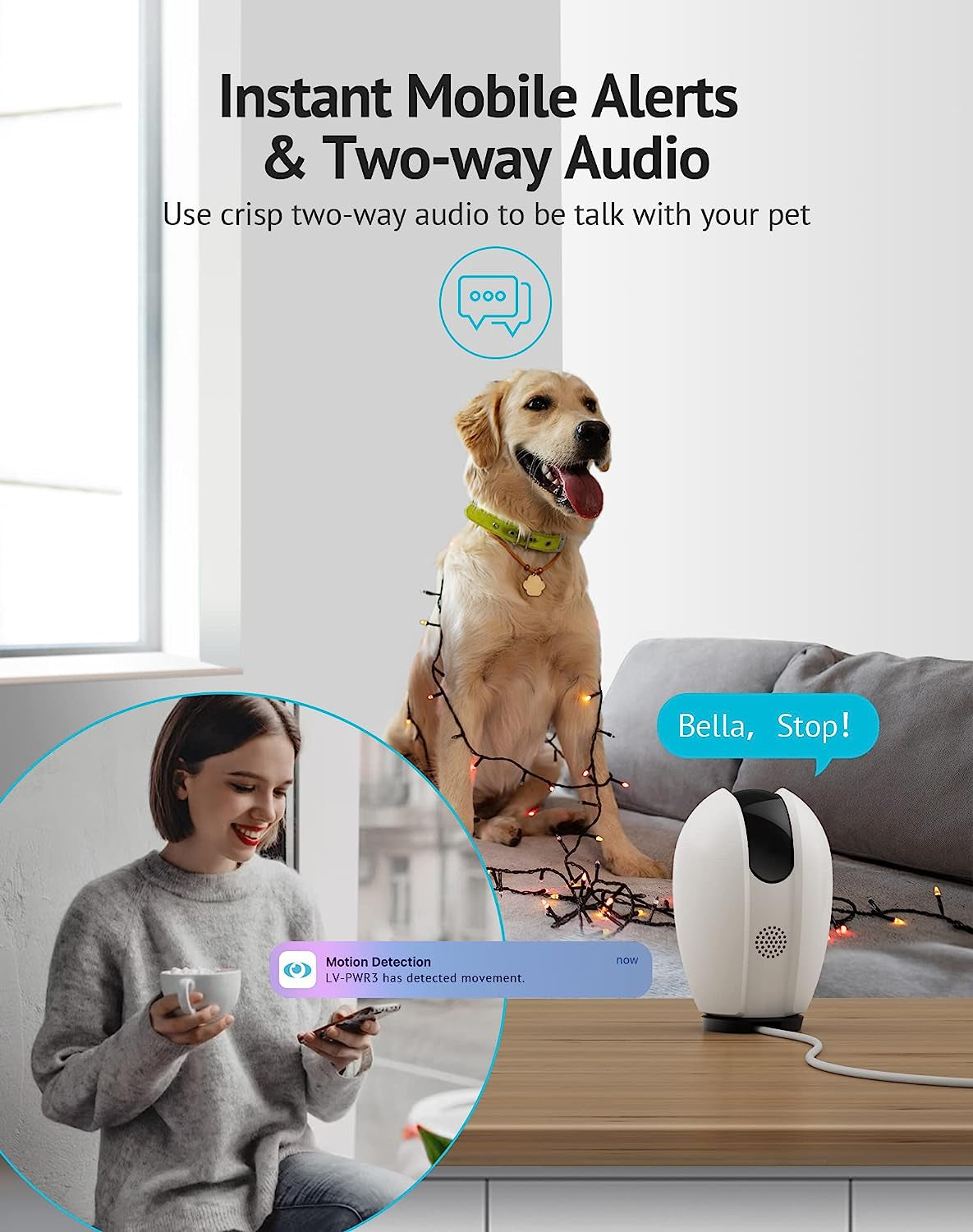 Indoor Security Camera,1080P Home Security Camera with Sound & Motion Detection, 360° Baby Monitor with Phone App, WIFI Pet Camera, 2-Ways Audio, Night Vision, Sd&Cloud Storage,Works with Alexa