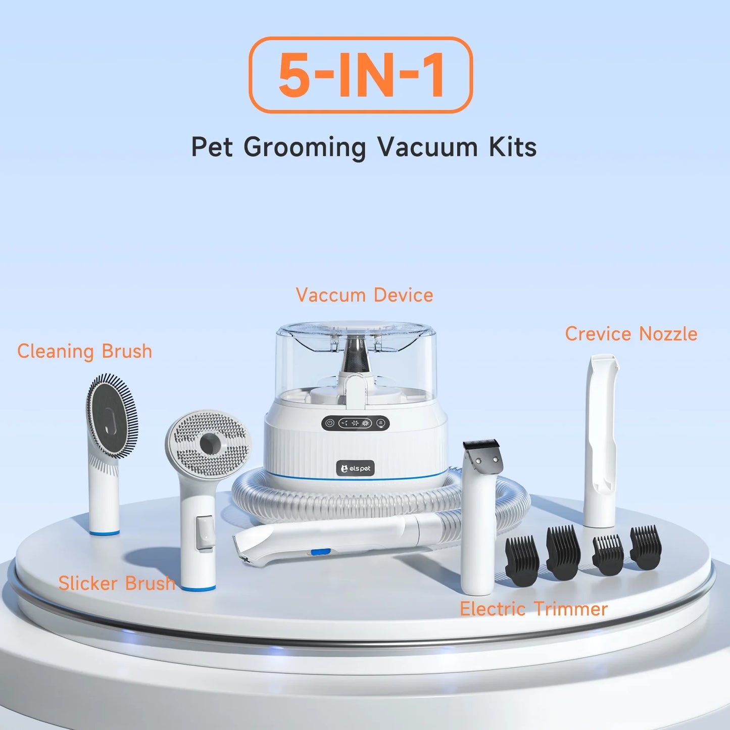 Dog Grooming Vacuum Kit: 5-In-1 Pet Hair Clippers with Vacuum Suction 99.9%, Dog Hair Brush Comb Tools for Shedding W/ 1.4L Extra Large Dust Cup, Ultra Quiet for Cats & Dogs and Home Cleaning