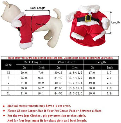 Pet Christmas Costumes, Dog Cat Christmas Costume, Funny Pet Cosplay Outfit with a Cap for Party Dress up Clothing Christmas (Red, X-Large)