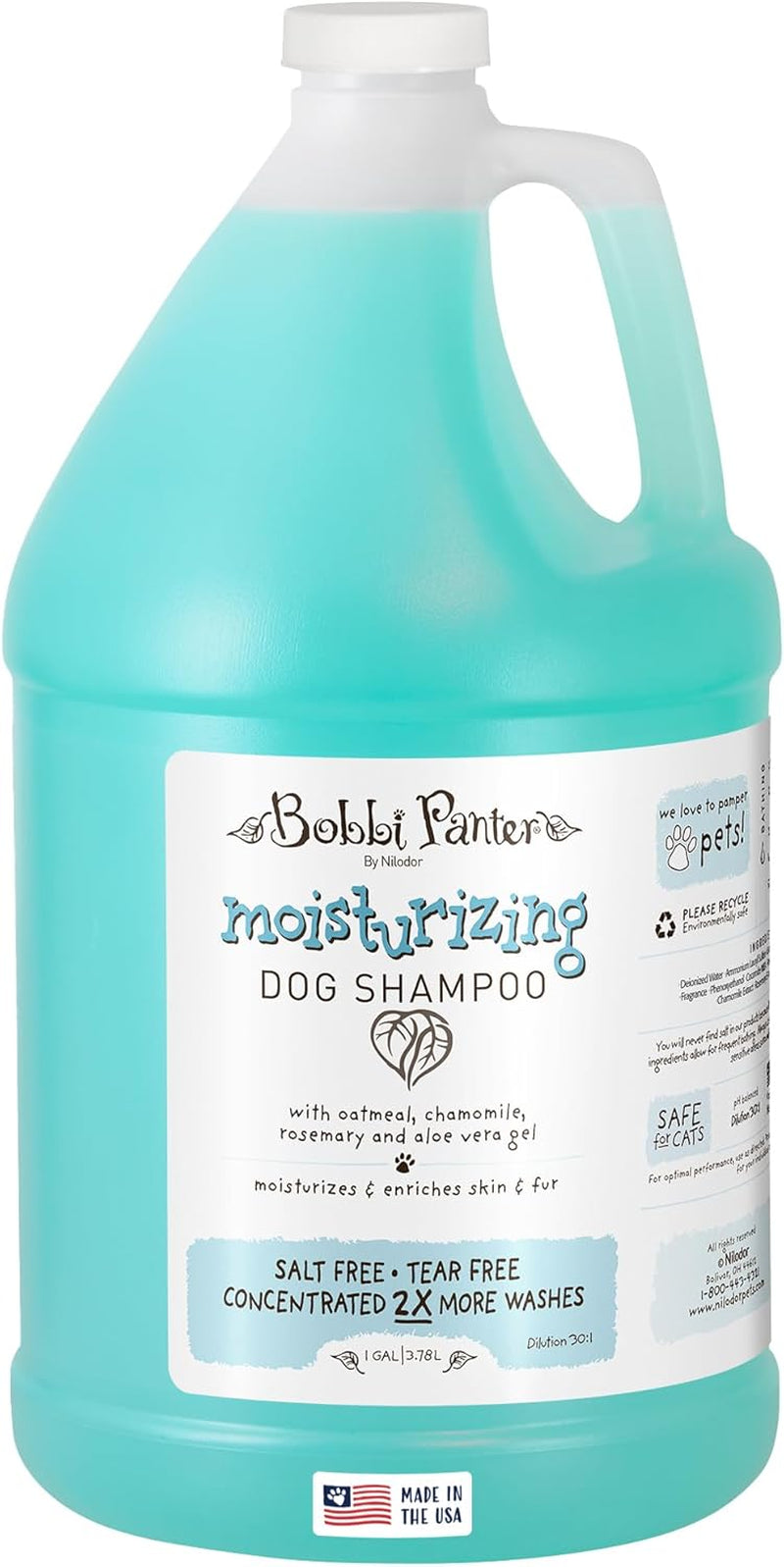 Nilodor Moisturizing Dog Shampoo, Moisturizes and Enriches Dogs Skin & Fur, Soft Sea Air Fragrance, Concentrated 30:1, Made in the USA, 1 Gal.