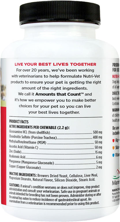 Advanced Strength Hip & Joint Chewable Dog Supplements - Formulated with Glucosamine & Chondroitin to Support Dog Cartilage & Mobility - 300 Tablets