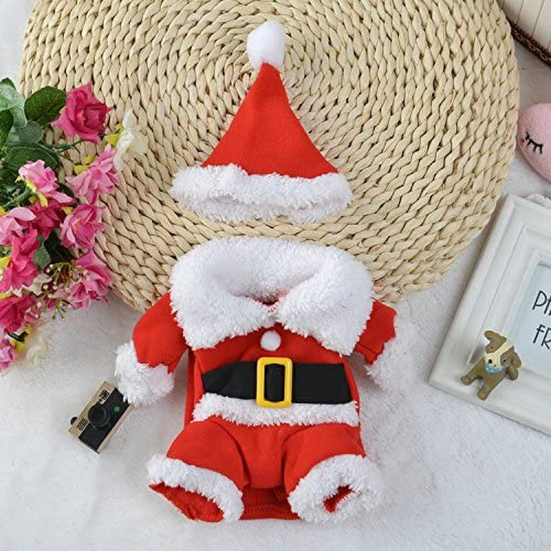 Pet Christmas Costumes, Dog Cat Christmas Costume, Funny Pet Cosplay Outfit with a Cap for Party Dress up Clothing Christmas (Red, X-Large)