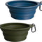 2-Pack Silicone Collapsible Dog Bowls, BPA Free Dishwasher Safe, Portable Foldable Expandable Travel Bowl, Food Water Feeding Cup Dish for Dogs Cats with 2 Carabiners (Army Green, Navy Blue)