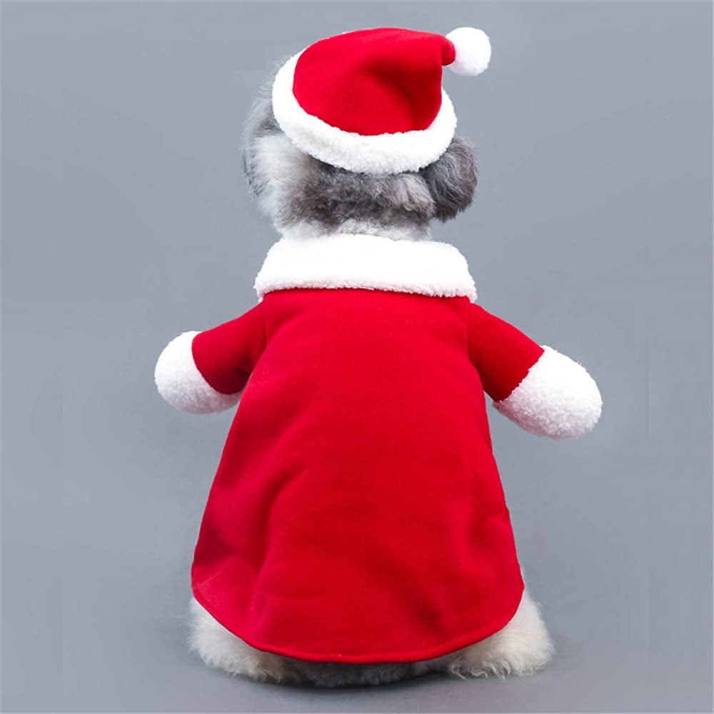 Pet Christmas Costumes, Dog Cat Christmas Costume, Funny Pet Cosplay Outfit with a Cap for Party Dress up Clothing Christmas (Red, X-Large)