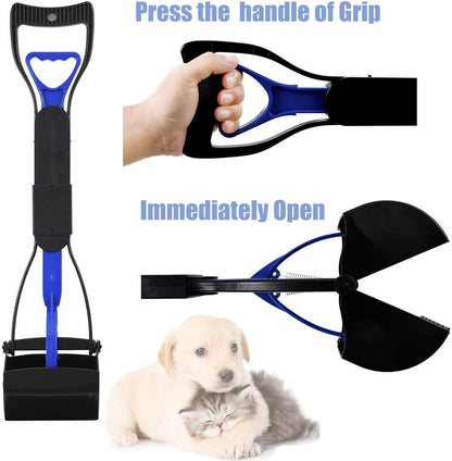 Poldable Dog Poop Scooper 24 Inch Long Handle Jaw Pet Pooper Scoopers for Large Small Medium Dogs,Ideal for Grass,Gravel,Yards or Patio Wast-Pick up (Black-Purple)